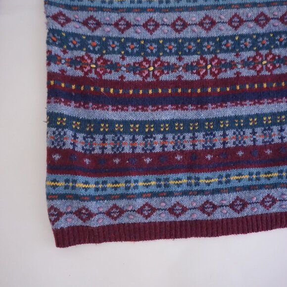 Vintage Faded Glory Burgundy Blue Fair Isle Sweater Cabincore Old Money 18W/20W - Picture 5 of 10